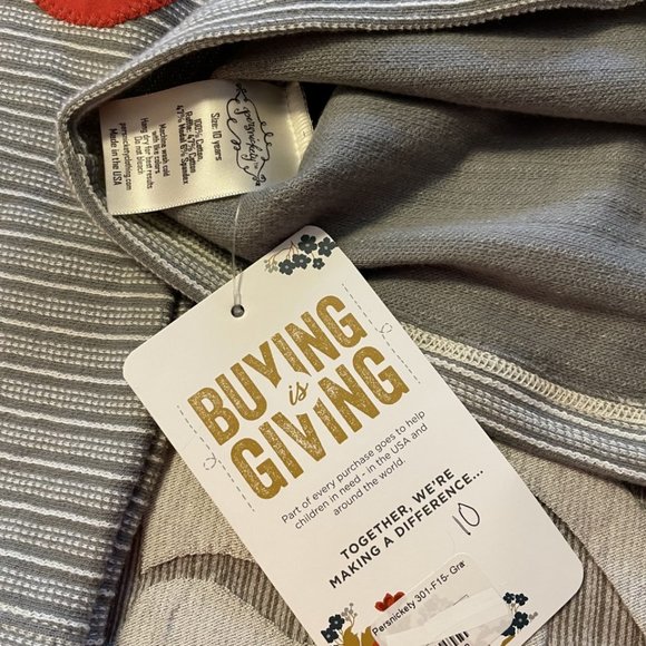 Persnickety Grey Striped Floral Lou Lou Top Girls Size 10 NWT! - Picture 8 of 9